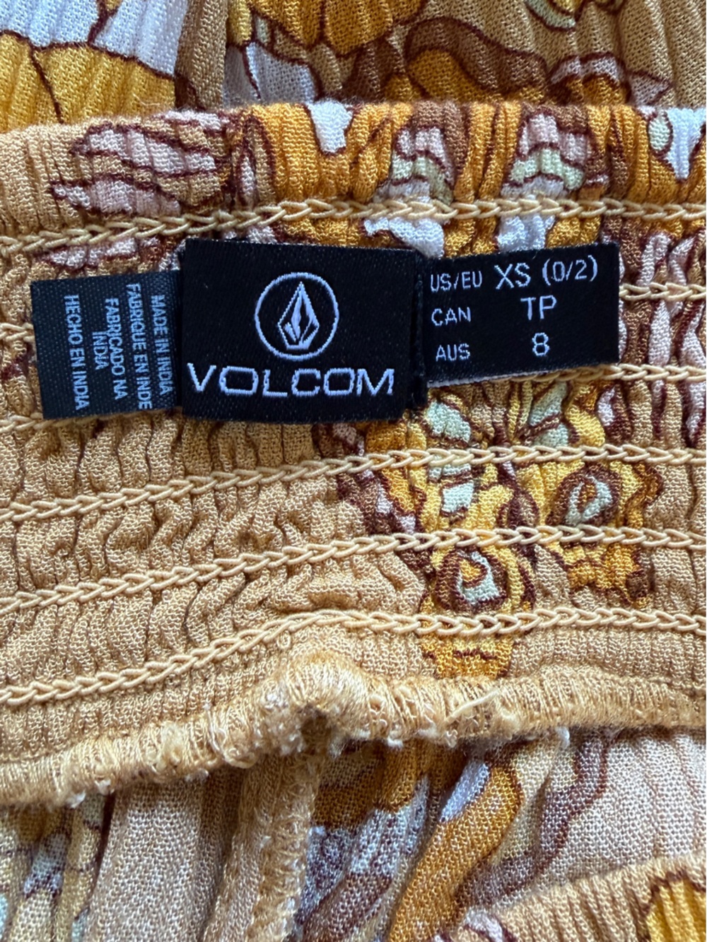 Volcom Mustard Yellow Floral Pants - Picture 3 of 4